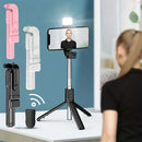 Bastão de Selfie Stick com Luz e Controle Remoto Bluetooth