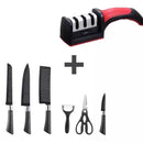 Kit 6 Facas de Churrasco Profissionais Antiaderentes + Amolador