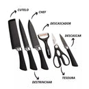 Kit 6 Facas de Churrasco Profissionais Antiaderentes + Amolador
