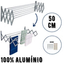 Varal de Parede Sanfonado Dobrável em Alumínio – 50cm a 100cm, Compacto e Resistente