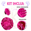 Kit Completo 5 Escovas de Cabelo Diversas + Touca de Cetim Antifrizz
