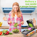 Fatiador e Ralador Profissional 16 em 1 em Aço Inox – Cortador Multiuso de Legumes, Verduras, Frutas e Alimentos