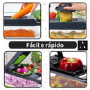Fatiador e Ralador Profissional 16 em 1 em Aço Inox – Cortador Multiuso de Legumes, Verduras, Frutas e Alimentos