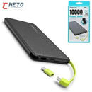 Carregador Portátil Pineng 10.000mAh e 5.000mAh – Power Bank com Adaptador iPhone/V8