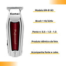 Aparador de Pelos Kemei KM-032 – Máquina de Acabamento Profissional Prateada Bivolt