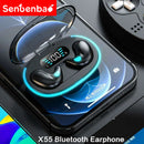 Fones de Ouvido Senbenbao X55 TWS Bluetooth – HiFi, Cancelamento de Ruído, À Prova d’Água, com Display LED