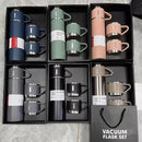 Kit Garrafa Térmica Inox 500ml + 3 Xícaras – Bebidas Quentes ou Frias