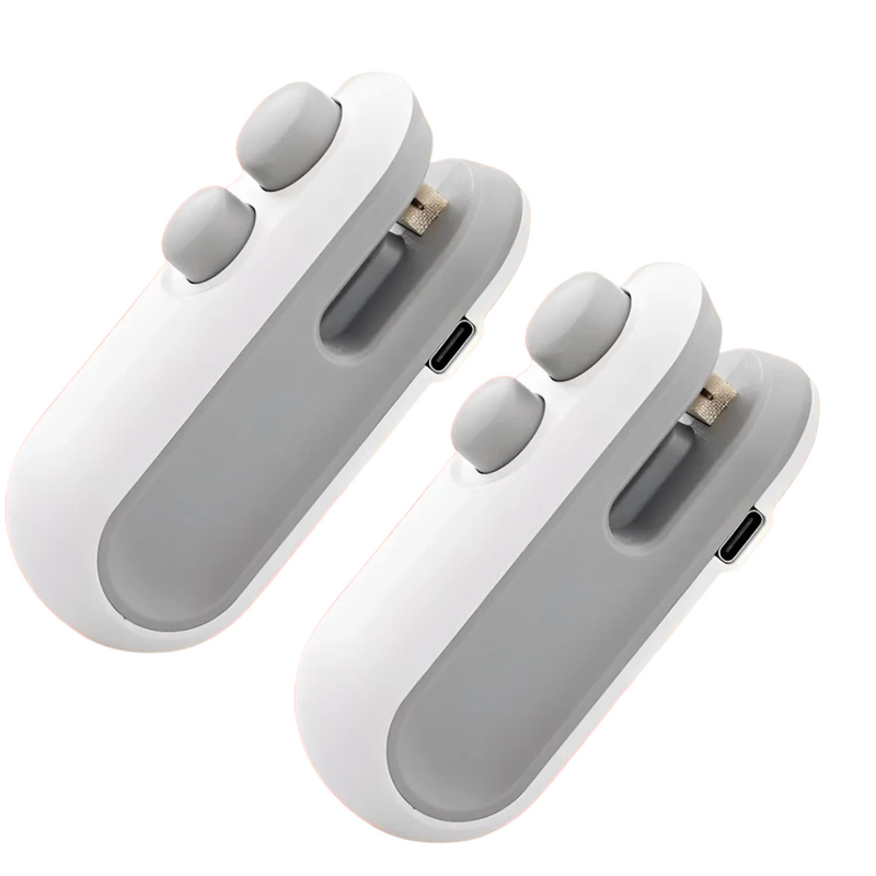 Mini Seladora de Sacos Plásticos 2 em 1 – Portátil, Elétrica e Recarregável via USB