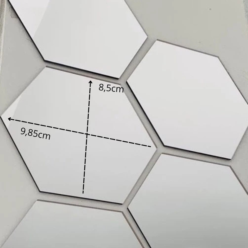 Kit 10 Espelhos Adesivos Decorativos Hexágonos