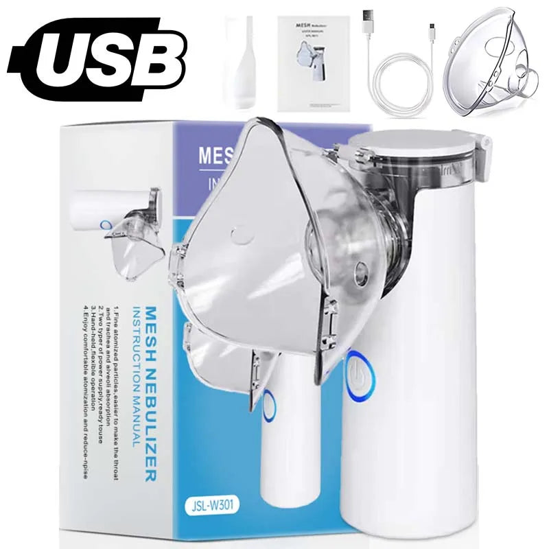 Nebulizador de Malha Silenciosa Portátil – Inalador Médico para Asma e Cuidados Respiratórios