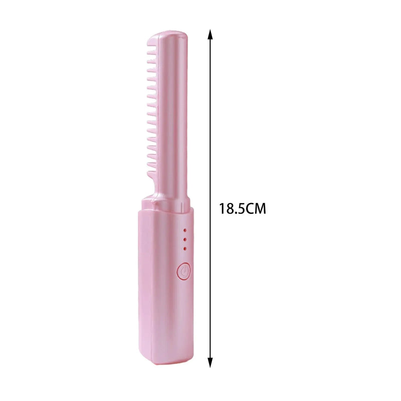 Escova Alisadora de Cabelo Portátil – Mini Pente Recarregável e Aquecido