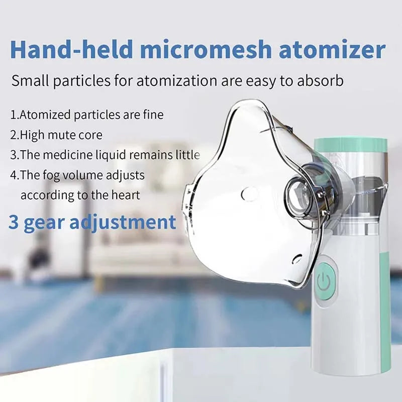 Nebulizador de Malha Silenciosa Portátil – Inalador Médico para Asma e Cuidados Respiratórios