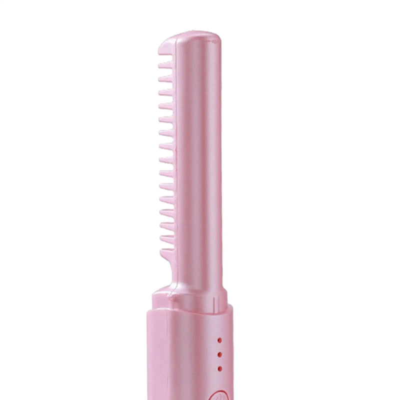 Escova Alisadora de Cabelo Portátil – Mini Pente Recarregável e Aquecido
