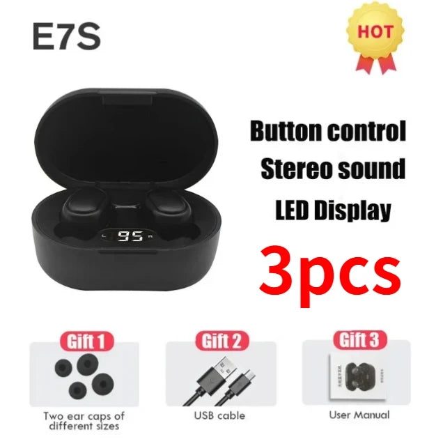 ones de Ouvido Sem Fio E7S TWS – Bluetooth 5.0 com Microfone e Design Esportivo
