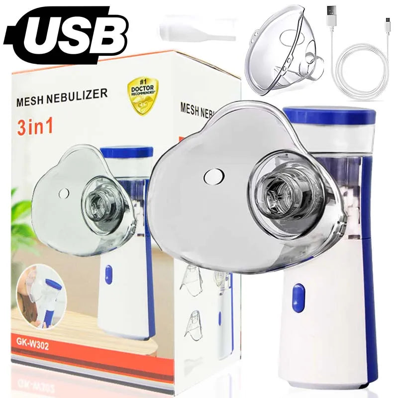 Nebulizador de Malha Silenciosa Portátil – Inalador Médico para Asma e Cuidados Respiratórios