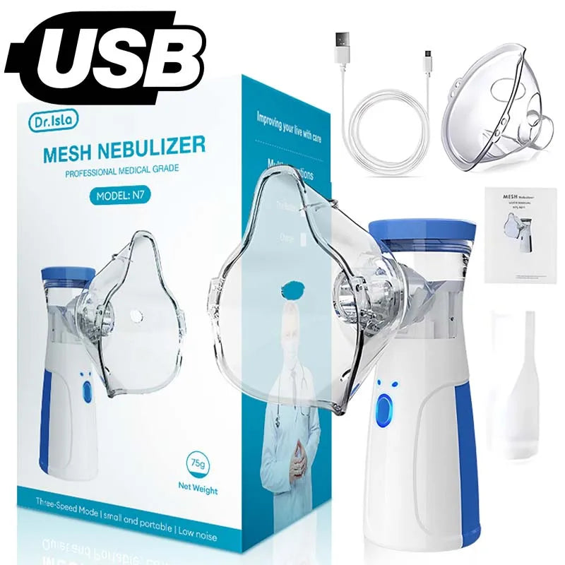 Nebulizador de Malha Silenciosa Portátil – Inalador Médico para Asma e Cuidados Respiratórios