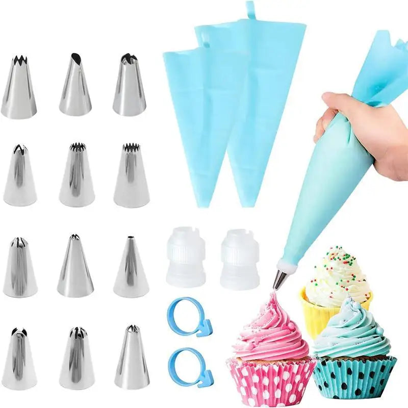 Conjunto de Sacos de Confeitar e Bicos de Aço Inox – Kit Reutilizável para Decoração de Bolos