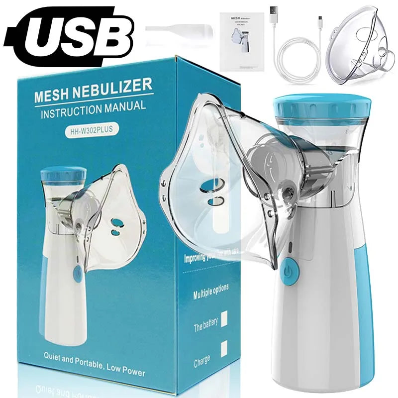Nebulizador de Malha Silenciosa Portátil – Inalador Médico para Asma e Cuidados Respiratórios