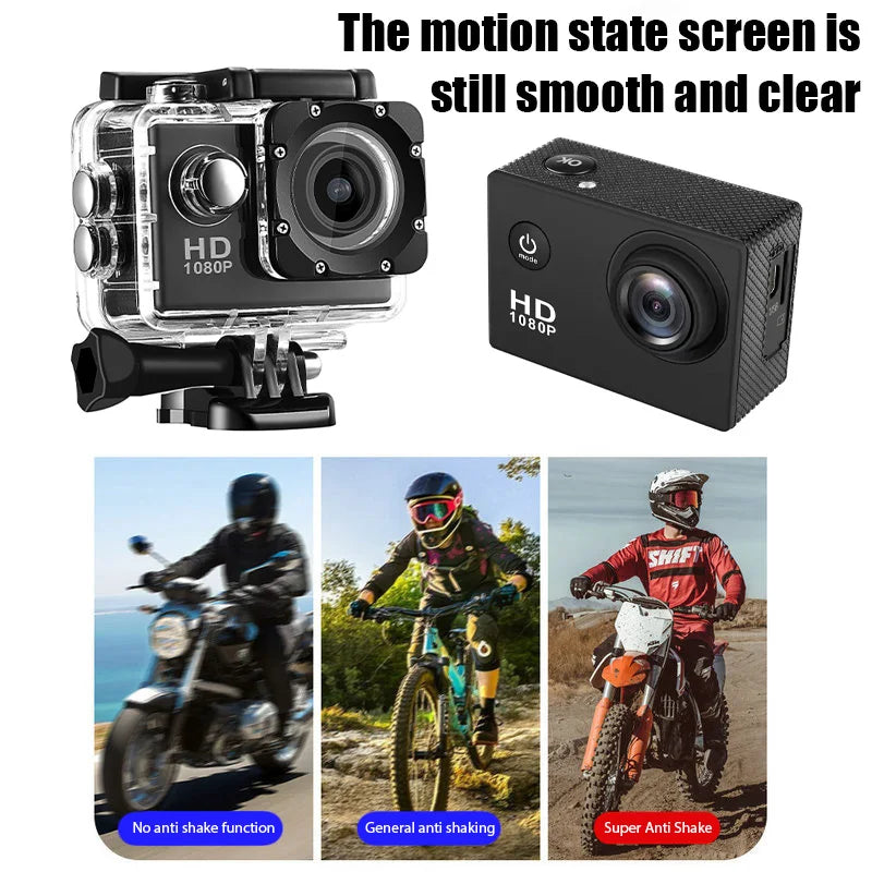Câmera de Ação 4K Ultra HD – À Prova d’Água com Case + Tela 2.0”