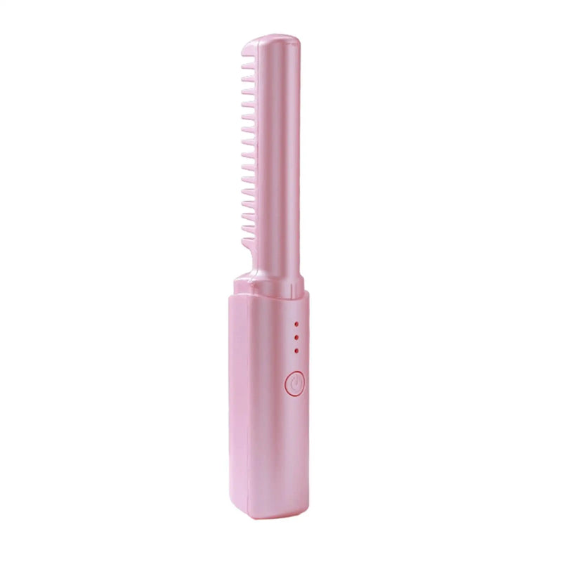 Escova Alisadora de Cabelo Portátil – Mini Pente Recarregável e Aquecido