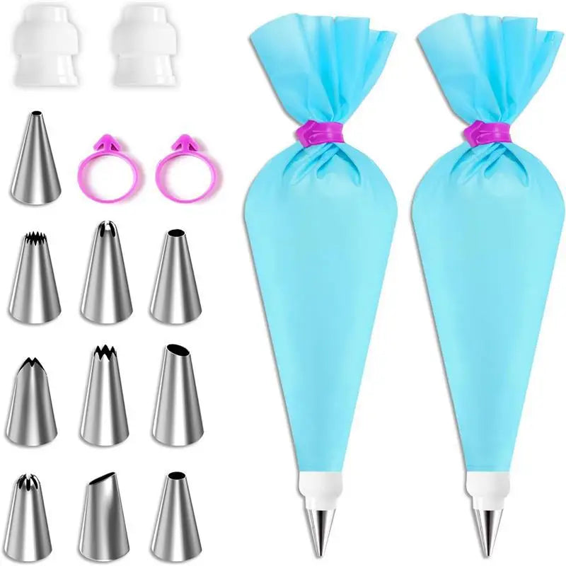 Conjunto de Sacos de Confeitar e Bicos de Aço Inox – Kit Reutilizável para Decoração de Bolos