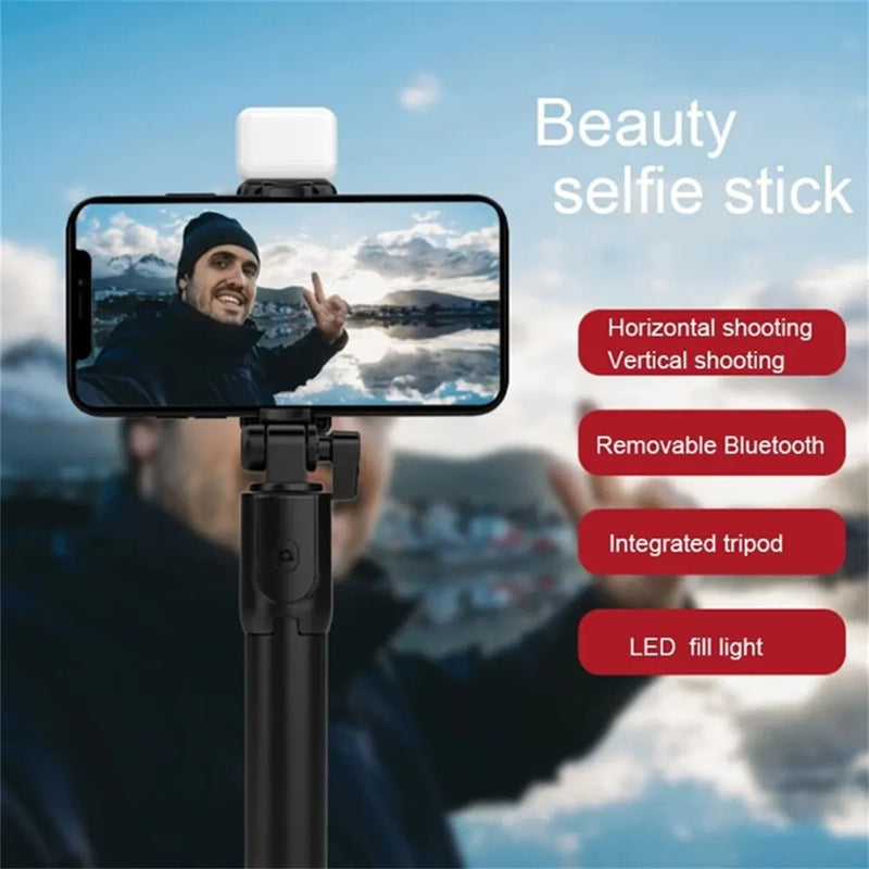 Bastão de Selfie Stick com Luz e Controle Remoto Bluetooth