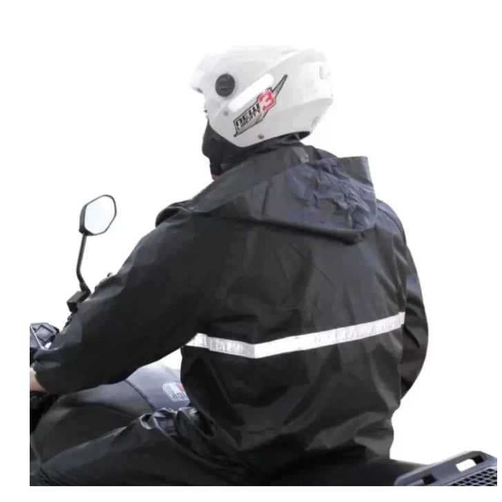 Conjunto Capa de Chuva Impermeável para Motoqueiros e Ciclistas – Jaqueta com Capuz + Calça