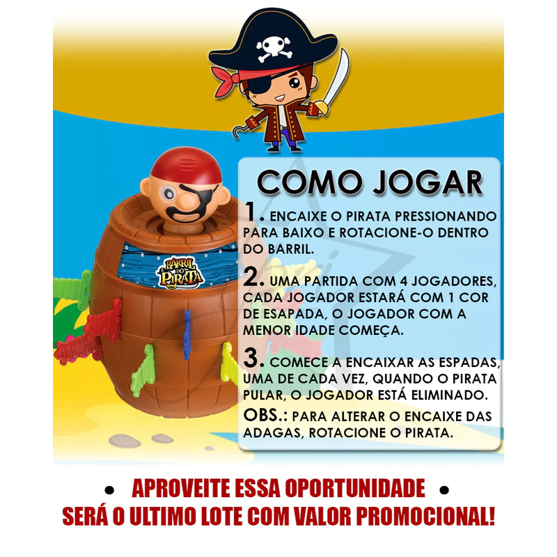 Brinquedo Infantil Barril do Pirata – Jogo Interativo Grande, Educativo e Divertido para Crianças
