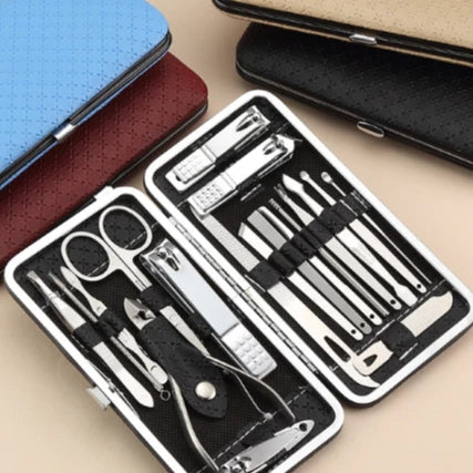 Conjunto 19 Peças Manicure Clippers De Unhas De Aço Inoxidável