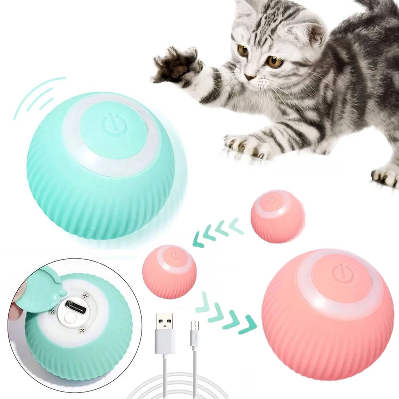 Brinquedo Bola Elétrica Interativa para Gatos e Cães – Rotação Automática USB Recarregável