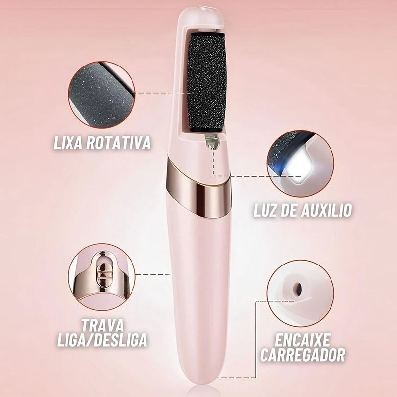 Esfoliador Elétrico para Pés – Lixa Removedora de Calos Portátil USB ou Pilha