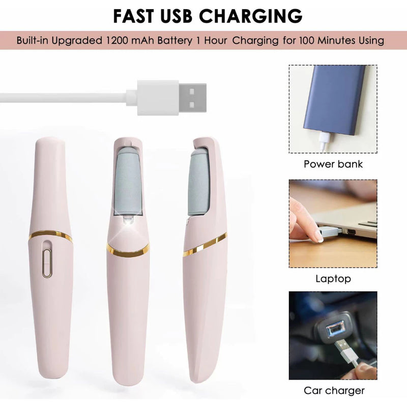 Esfoliador Elétrico para Pés – Lixa Removedora de Calos Portátil USB ou Pilha