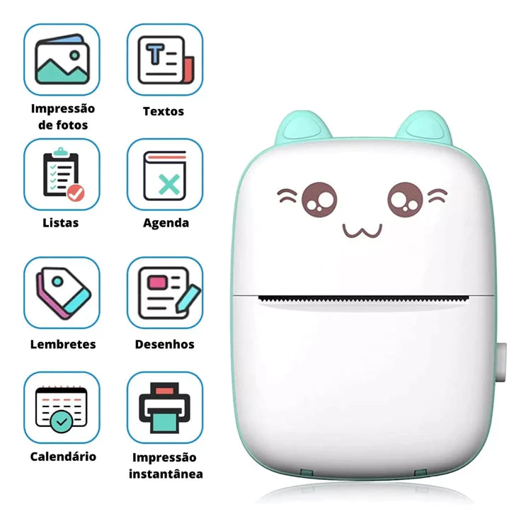 Mini Impressora Portátil para Fotos e Desenhos – Compatível com Celulares Android e iPhone