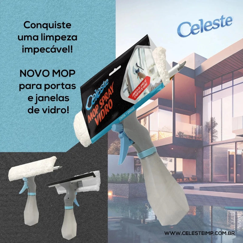 Limpa Vidro Rodo Spray 3 Em 1 Multiuso MOP Limpador