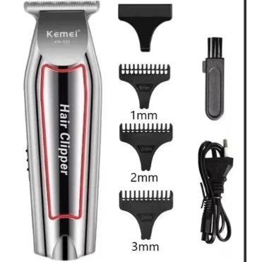 Aparador de Pelos Kemei KM-032 – Máquina de Acabamento Profissional Prateada Bivolt