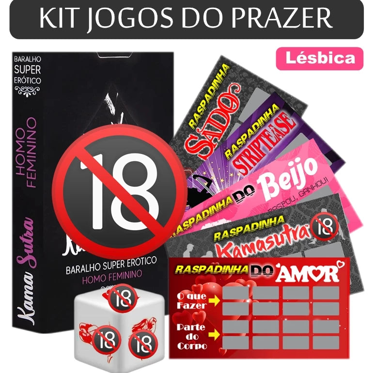 Kit Jogos do Prazer – Dado, Baralho e Raspadinhas Eróticas