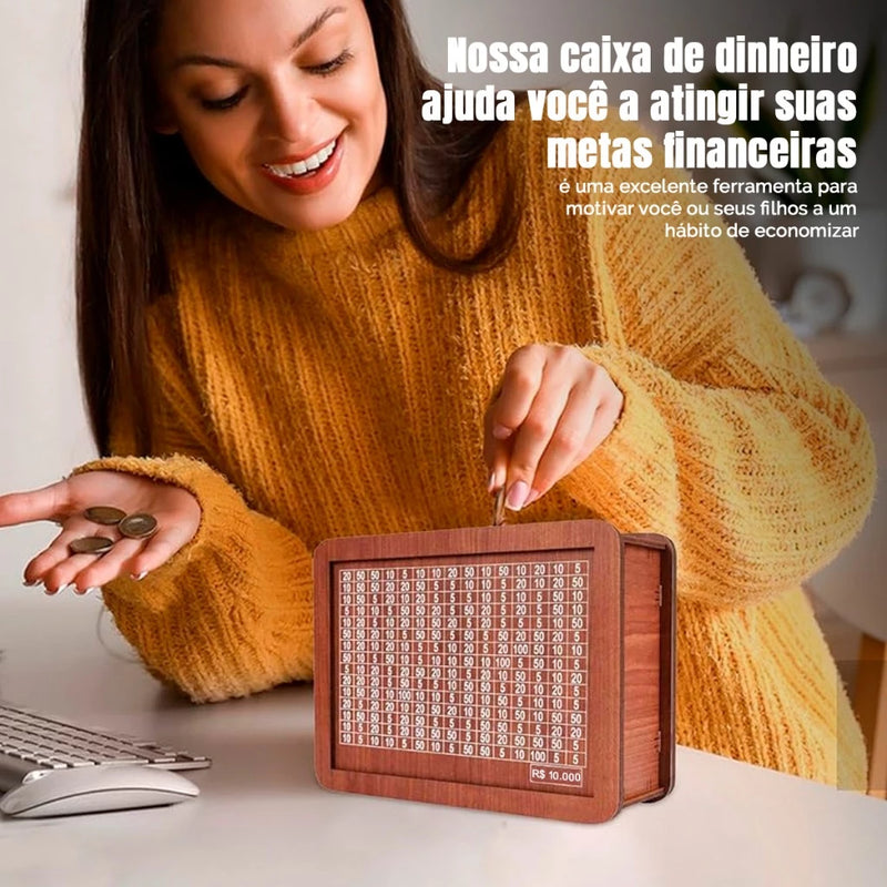 Cofre Desafio 10 Mil Woodbox – Cofrinho de MDF Premium para Poupança