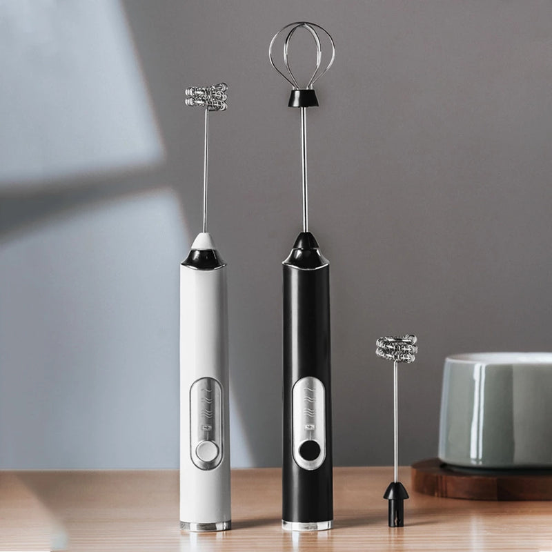 Mixer Elétrico 2 em 1 – Batedor e Misturador para Café, Leite e Claras de Ovos | Utensílio de Cozinha