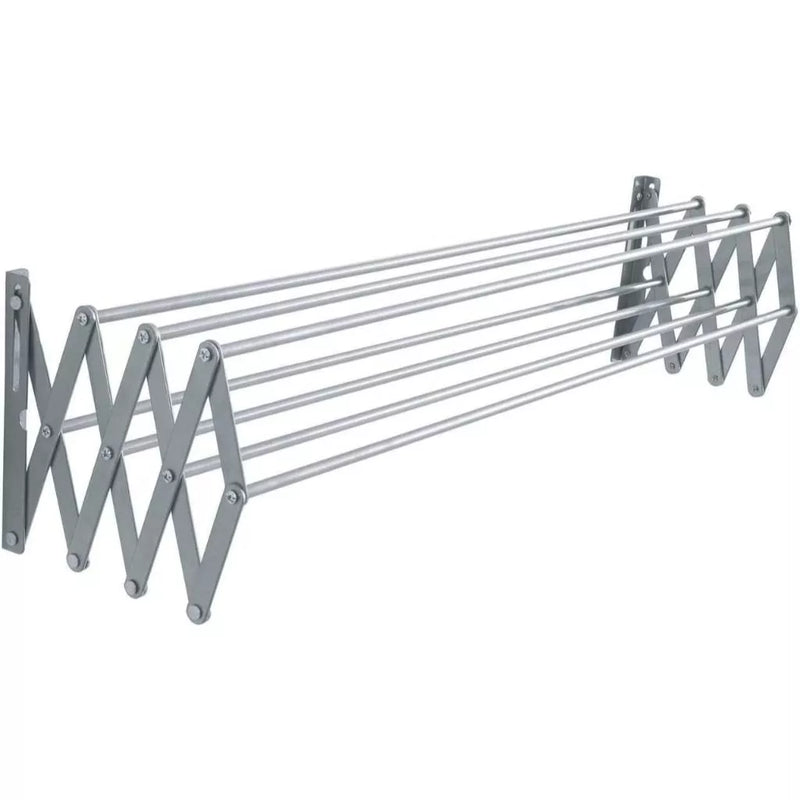 Varal de Parede Sanfonado Dobrável em Alumínio – 50cm a 100cm, Compacto e Resistente