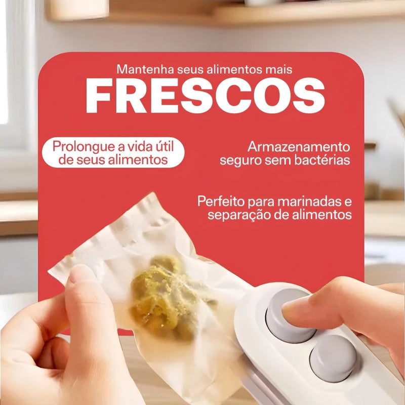 Mini Seladora de Sacos Plásticos 2 em 1 – Portátil, Elétrica e Recarregável via USB
