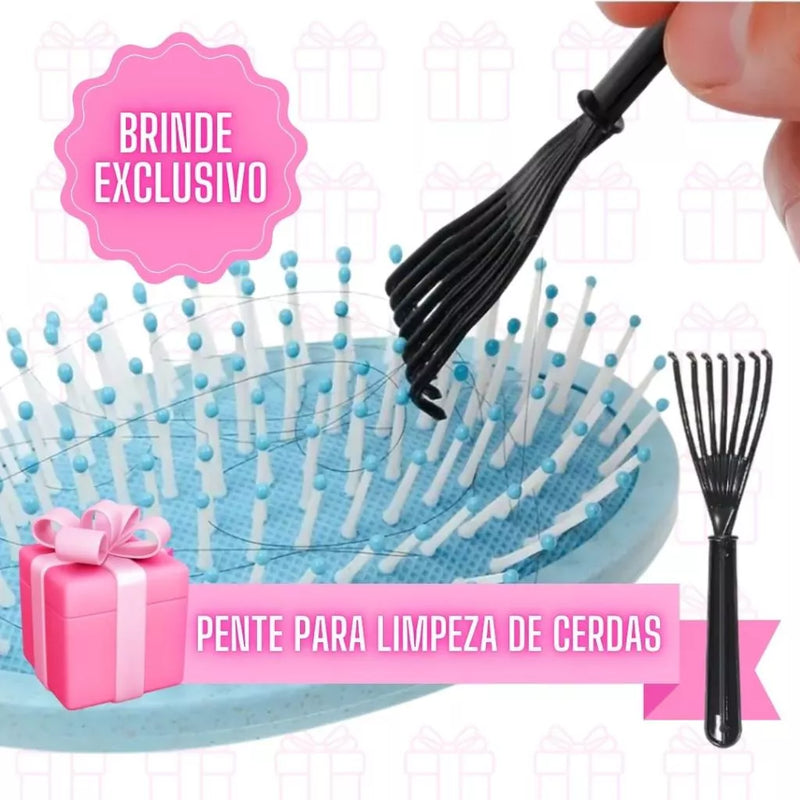 Kit Completo 5 Escovas de Cabelo Diversas + Touca de Cetim Antifrizz