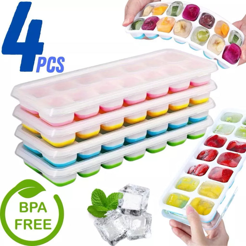 Kit Formas de Gelo com Tampa Rígida e Fundo de Silicone Flexível