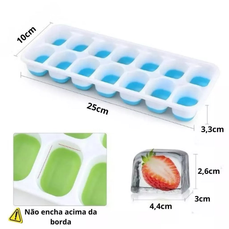 Kit Formas de Gelo com Tampa Rígida e Fundo de Silicone Flexível