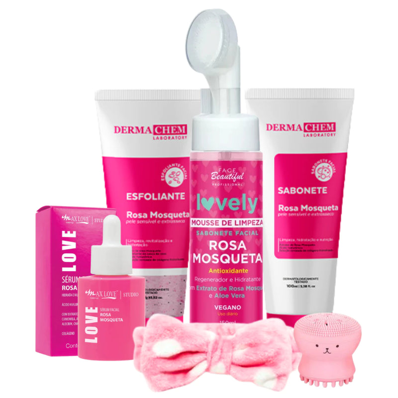 Kit Skincare Rosa Mosqueta – Limpeza Completa de Pele
