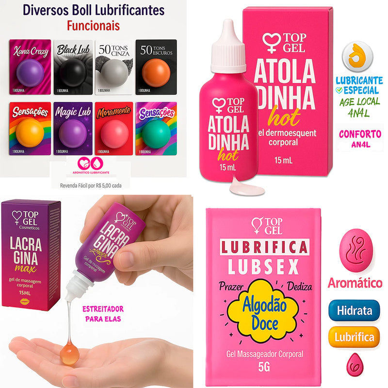 Kit Sex Shop com 40 Itens Eróticos – Vibrador, Anel Peniano e Lubrificante Íntimo Golds para Casais