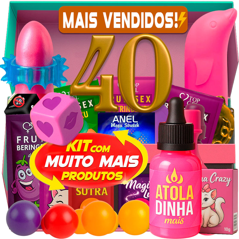 Kit Sex Shop com 40 Itens Eróticos – Vibrador, Anel Peniano e Lubrificante Íntimo Golds para Casais
