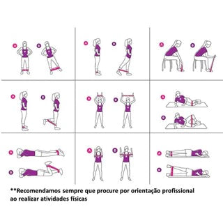 Kit de Treino com Elásticos Extensores + 5 Mini Bands Resistentes