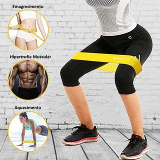 Kit de Treino com Elásticos Extensores + 5 Mini Bands Resistentes