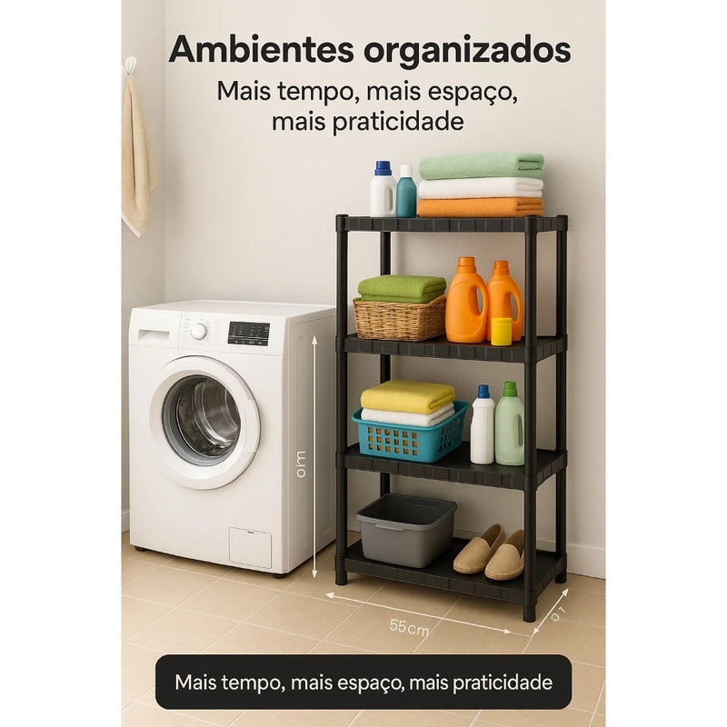 Organizador Modular com 5 Prateleiras – Estante de Plástico Multiuso para Casa