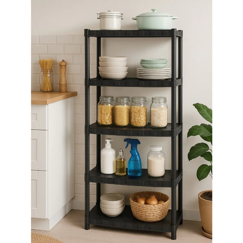 Organizador Modular com 5 Prateleiras – Estante de Plástico Multiuso para Casa